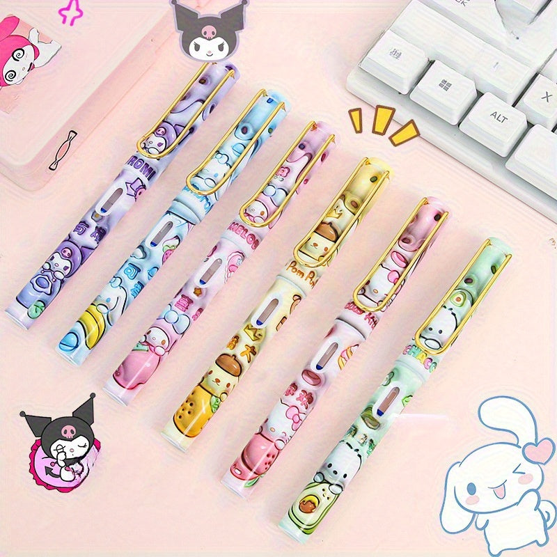 Sanrio 6pcs Thermal Erasable Fountain Pens High-End Instagram Pens Insulated Pens for School