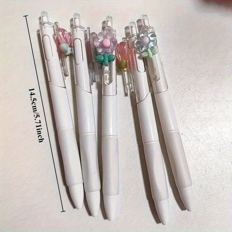 3pcs\u002F5pcs 5\u002F3-Pack of Retractable Gel Pens with Floral Designs