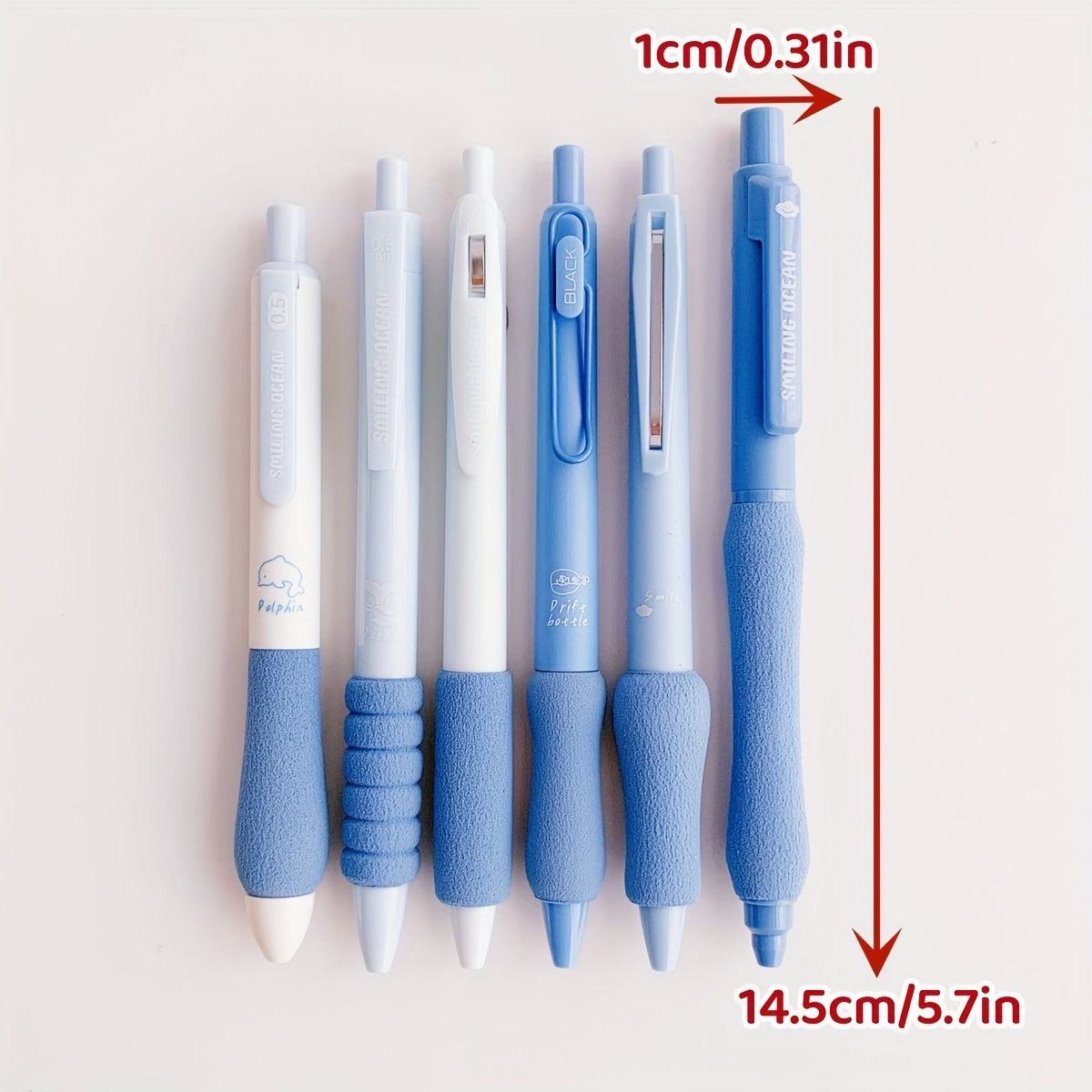 6-Pack Dopamine Soft Grip Relax New Year Gift Click Pen for Students, 0.5mm Black Ballpoint Pens