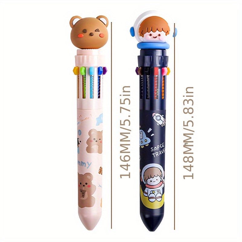6-Pack Assorted Cute Animal Ballpoint Pens, Quick-Dry Ink
