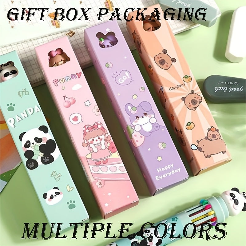 6-Pack Assorted Cute Animal Ballpoint Pens, Quick-Dry Ink