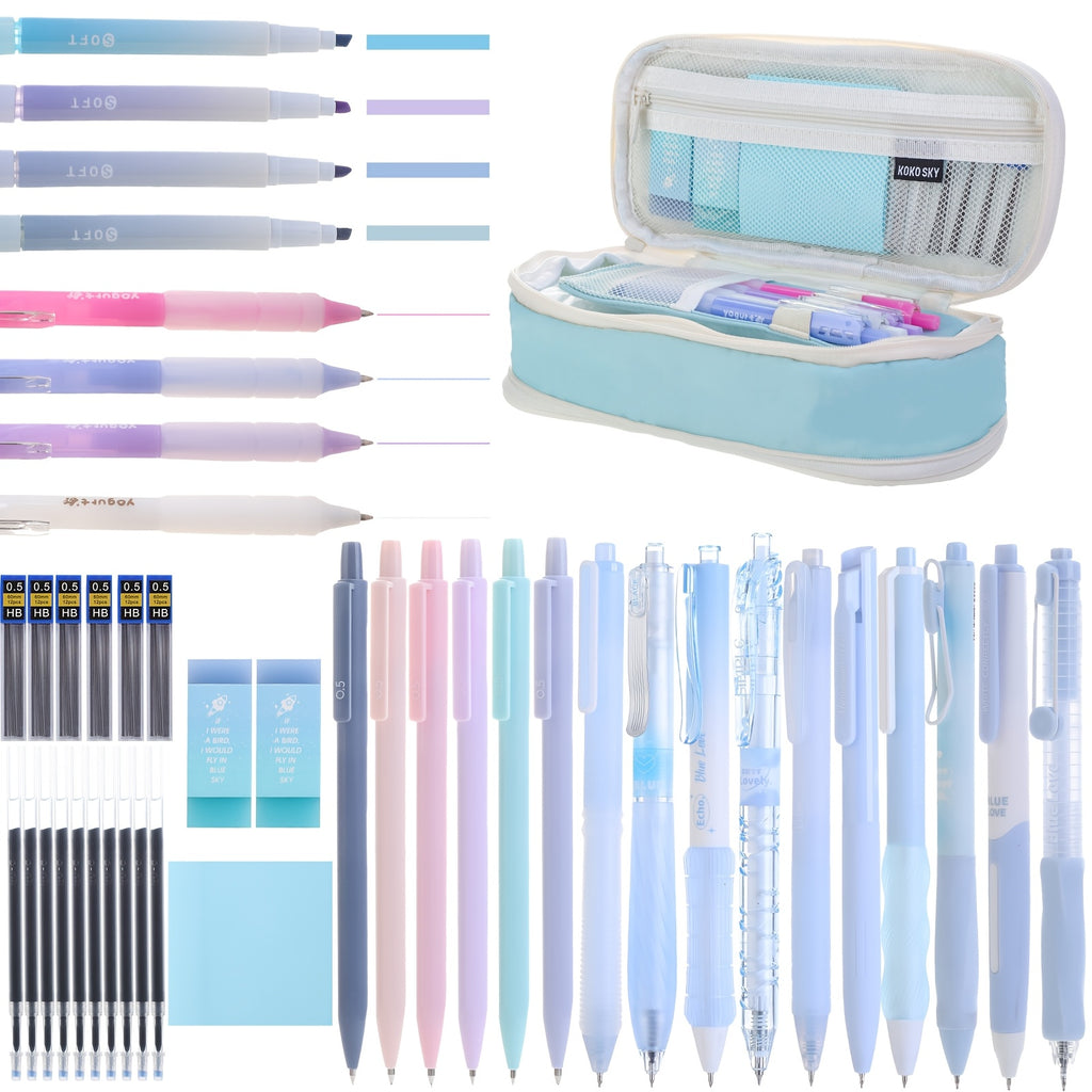 Colorful Pen Set 10 Black Ballpoint Pens, 6 Automatic Pencils