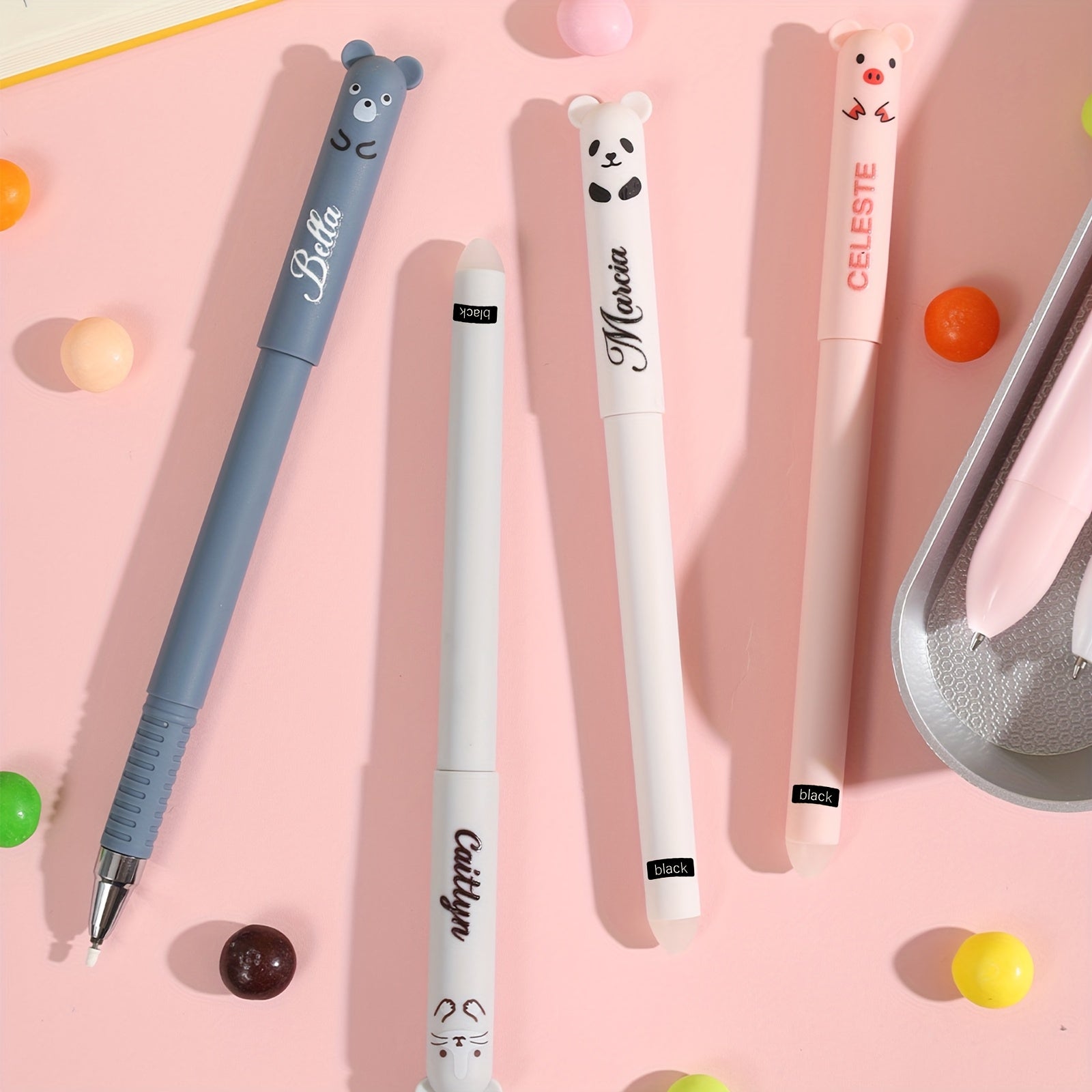 20pcs Custom Personalized Name Erasable Gel Pens, Cute Stationery