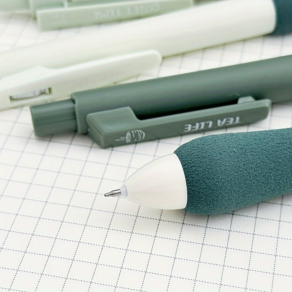 6-Pack Dopamine Soft Grip Relax New Year Gift Click Pen for Students, 0.5mm Black Ballpoint Pens