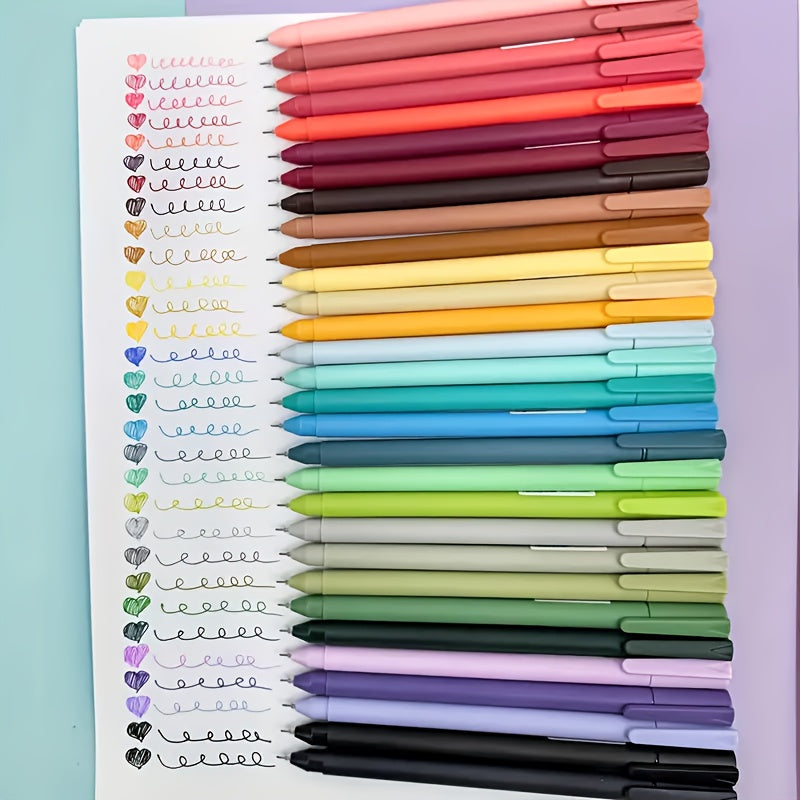 30pcs Set of Colored Ink Gel Pens (6 Boxes Included), Various 0.5Mm Fine Tips