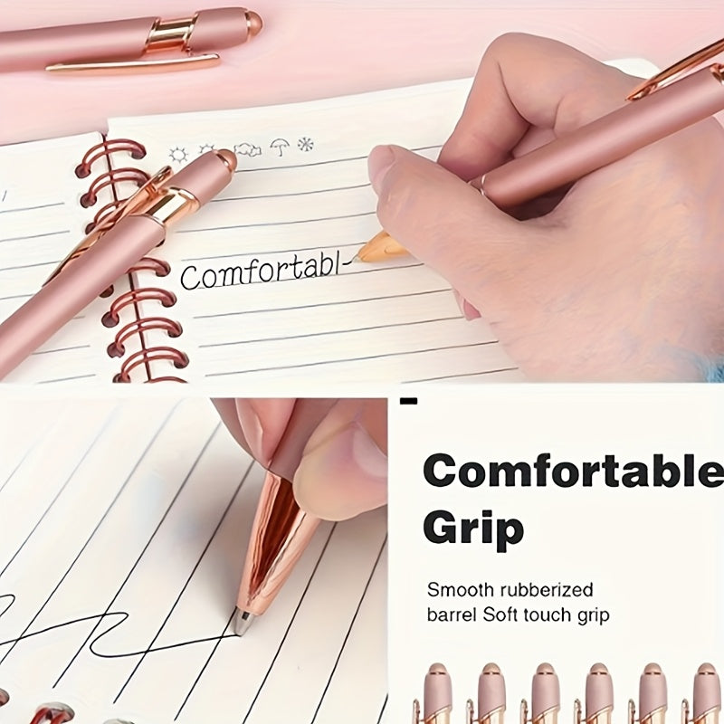 8pcs, 8pcs Rose Golden Metal Pen Set - Fashionable Metal Pens with Crystal Color Decoration