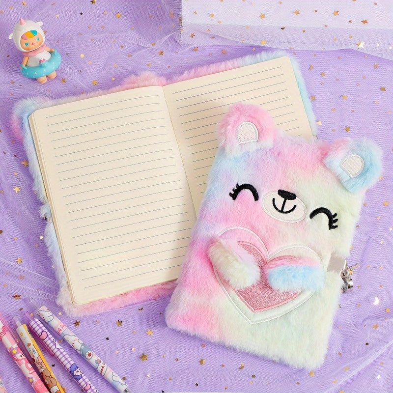 1\u002F2pcs Animal Plush Notebook - Soft Cover Cartoon Journal with Cute Design