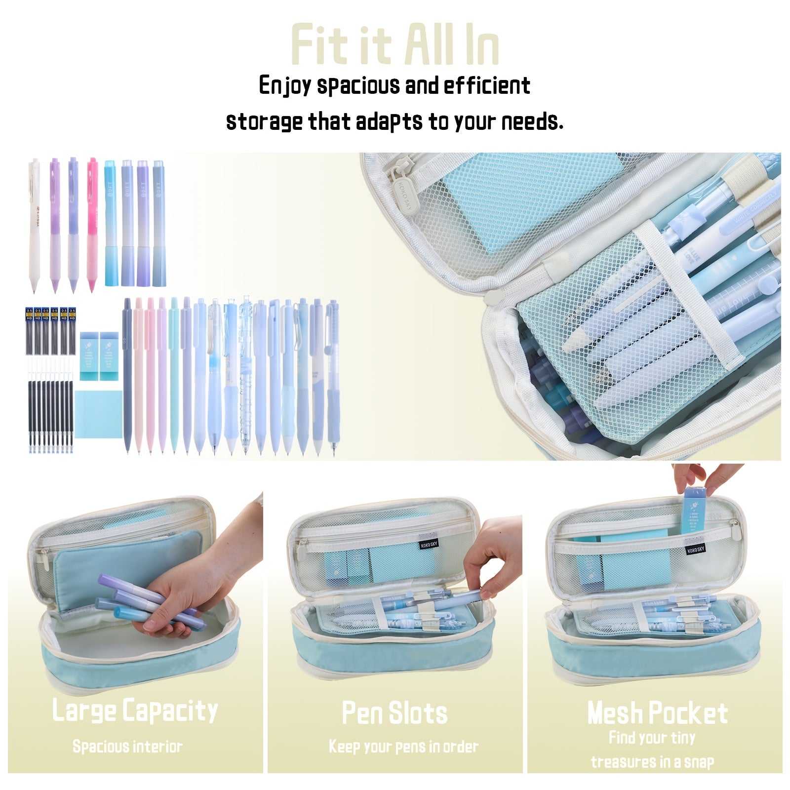 Colorful Pen Set 10 Black Ballpoint Pens, 6 Automatic Pencils