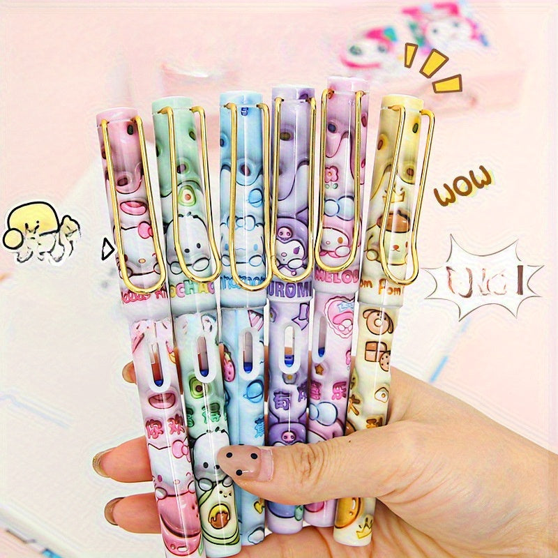 Sanrio 6pcs Thermal Erasable Fountain Pens High-End Instagram Pens Insulated Pens for School